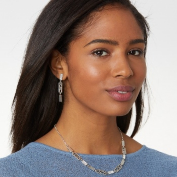 Brighton "Meridian Zenith" Textured Silver Necklace w/ Swarovski Crystal Details - Picture 5 of 10